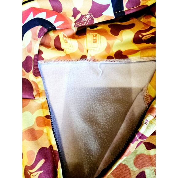 STREETWEAR CAMO SHARK FULL ZIP HOODIE SWEATSHIRT JACKET ORANGE YELLOW M 2368 - Picture 5 of 8